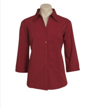 Metro Ladies 3/4 Shirt-Blue/Cherry:Cherry
