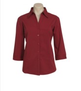 Metro Ladies 3/4 Shirt-Blue/Cherry 
